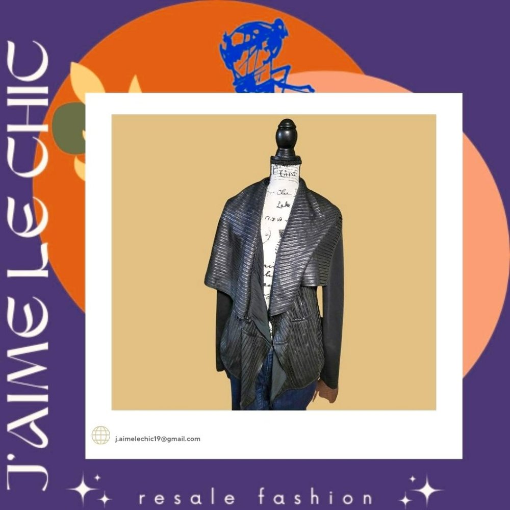 Black Rivet Faux Leather Front Ruffle Jacket